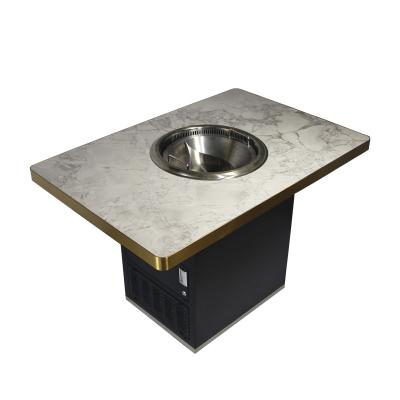 China Modern square hot pot smokeless equipment, suitable for hot pot restaurant table for sale