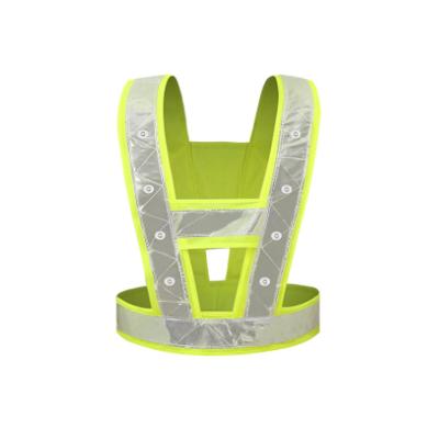 China High Visibility Men Cycling Motorcycle Running Light Bike Gear Reflective Mesh Riding Tribe Led Safety Vest for sale