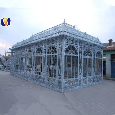 China Easily Assembled Outdoor Hot Dip Galvanized Green House With Tempered Glass 950cm x500cm for sale