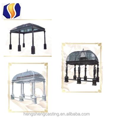 China Easily Assembled Antique Wrought Iron Outdoor Gazebo Green Garden House for sale