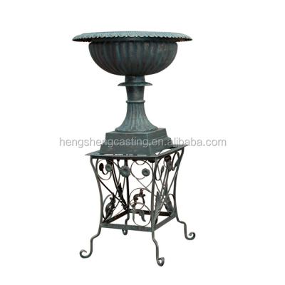 China Antique Cast Metal Planters / Urns With Base for sale