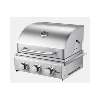 China Adjustable Height Fashion Stainless Steel Table Barbecue Machine Gas Grill 3 Burners Gas Grill Barbecue for sale