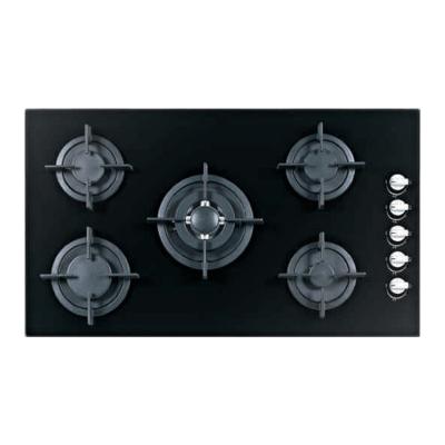 China 880mm tempered glass factory price side control buy gas hob 5 ring cookers low price gas hob 5 burners for sale