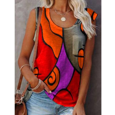 China Anti-wrinkle 021 Anti-wrinkle spring and color new summer women's casual sleeveless T-shirt plus size vest tops for sale