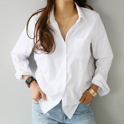 China New 2022 QUICK DRY QUICK DRY Solid Color Spring Basing Long Sleeve Shirt Lapel Shirt Single Loose Loose Women for sale