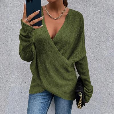 China Autumn And Winter Women Tops Long Sleeve Turtle Neck Breathable Hot Selling Sexy Cross Open Chest Sweater for sale