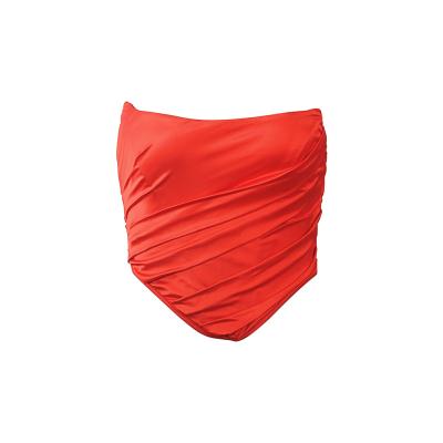 China Breathable ladies piece sexy satin pleated Xs red fashion tops strapless elegant wear tube top for women 2022 for sale