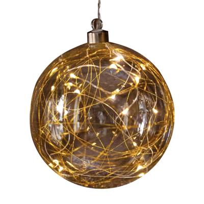 China Christmas Glass Balls Outdoor Decoration Round Led Lighted Christmas Ornamental Balls for sale