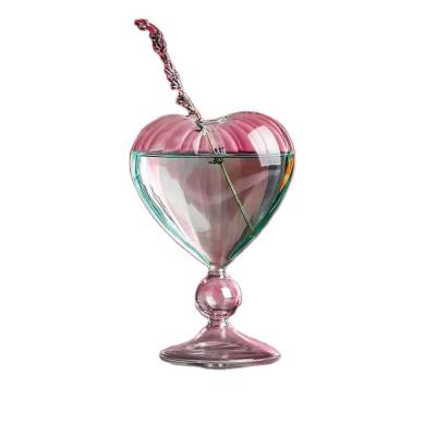 China Stocked Cheap And High Quality Transparent Clear Glass Cup Heart Shape Cocktail Glass Cup for sale