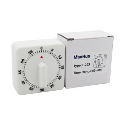 China Workable 60 Minute Kitchen Timer Count Down Alarm Reminder White Square Form Mechanical Timer for Kitchen Food Preparation for sale