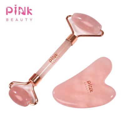 China ROSE Face Lift Beauty Recruiters For Rose Quartz Jade Roller Massager Tool For Body Relax Muscles With LOGO for sale