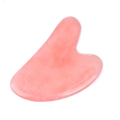 China Convenient Rose Quartz Scraping Massage Pink Crystal Heart-Shaped Scraping Board Portable Beauty Anti Aging Facial Tool for sale