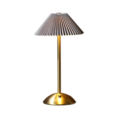 China Modern Modern USB Powered Dimmable Harp Pleated Umbrella Shade LED Table Lamp For Home, Restaurant Decoration for sale