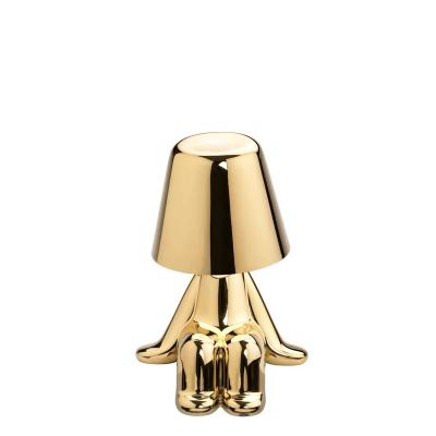 China Touch control Little gold man thinker night lights rechargeable led wireless table lamp for room decoration for sale