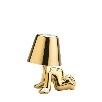 China Modern Factory direct little golden man thinker ornament table lamp touch control night lights for sale