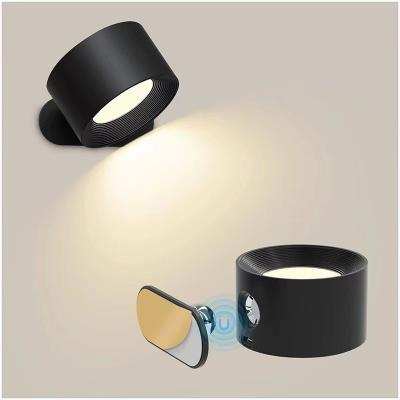 China Modern 360 Rotating sconce magnetic wall lamp remote control rechargeable cordless bedroom LED reading light for sale