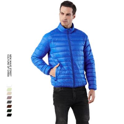 China Wholesale Custom Outdoor Light Warm Duck Logo Waterproof Feather Winter Nylon Down Stripper Jackets For Men for sale