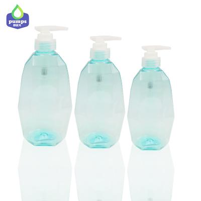 China Custom Household Products Lotion Pump Bottles Plastic Square Body Round for sale