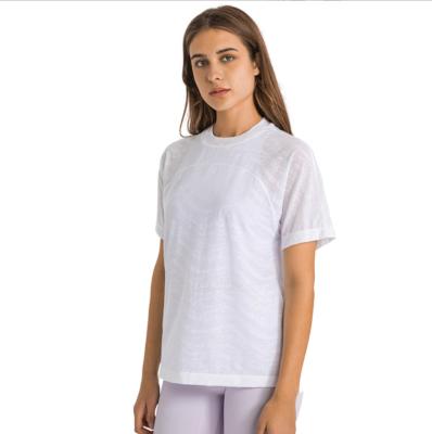 China High Quality Breathable 2022 OEM Custom Design Polyester Exercise Workout Tops Short Sleeve Sports T-shirts Women for sale