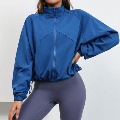 China 2022 QUICK DRY Fitness Yoga Jacket Women Hooded Zipper Sheath Long Coat Lightweight Breathable Sports UV Protective Run Jacket for sale