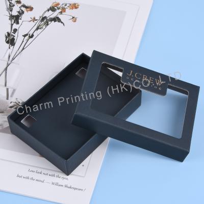 China Recyclable Trending New Custom Textured Black Transparent Black Lid And Base Box for sale