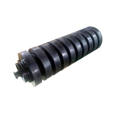 China Building Material Shops 127mm Dia Anti Clogging Belt Conveyor Rubber Rings Impact Waiting Roller for sale