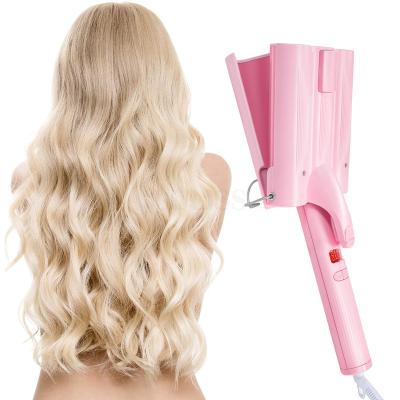 China Household LCD Digital Display 3 Barrel Pro Hair Curling Iron Machine Automatic Curls Air Hair Curler With Fast F/C Temperature for sale