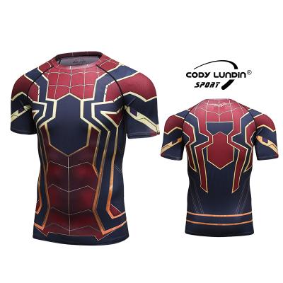 China Anti-pilling Custom Wholesale Infinity War Superhero Costume Gym Fitness T-shirt Men Workout Wear for sale