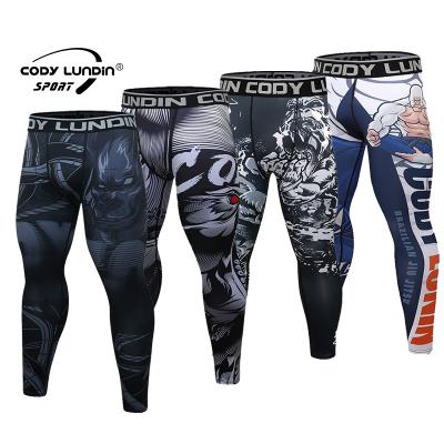 China Custom Printed Mens Gym Gaiters Custom Made Mens Compression Pants Antibacterial for sale