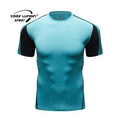 China Custom Logo Nylon Spandex Compression Sports Bodybuilding Breathable Wholesale Apparel T-shirt For Men for sale