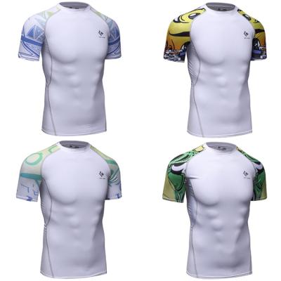 China Custom Sportswear Elastic Short Sleeve Mens Raglan Rushguard Raglan T-Shirt Anti-Shrink for sale