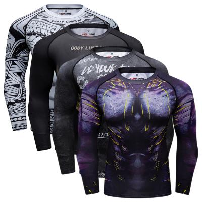 China Anti-Wrinkle Long Sleeve 3d Knitted Mens Rashguard Long Sleeves Compress T-Shirt for sale