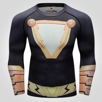 China 2020 New Anti-pilling Superhero Fitness Long Sleeve Mens Custom Digital Printing T-Shirt for sale