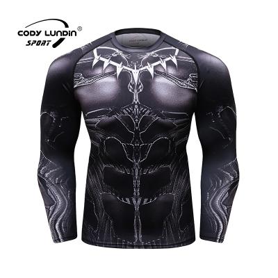 China Custom Printing Anti-pilling Fabric Sportswear Compression Quick Dry Long Sleeve Workout Fitness T-shirt Men for sale