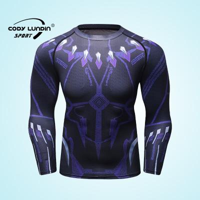 China 3D Sublimation Print Long Sleeve Running Fitness Gym T-Shirt Men's Compression UV Protection Gym T-Shirt for sale