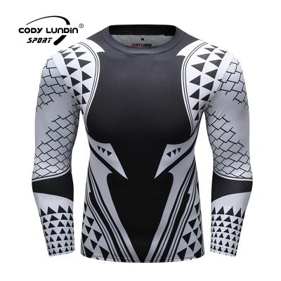 China Wholesales Aquaman Shirts Anti Pilling Sublimation Compressed Mens Gym Long Sleeve T-Shirt for sale