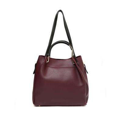 China Fashion Customized Logo Solid Color Large Capacity Ladies PU Leather Bags Shoulder Handbag for sale