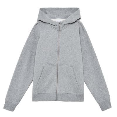 China custom high quality grayish Anti-wrinkle cotton zip up unisex sweatshirt hoodies for sale