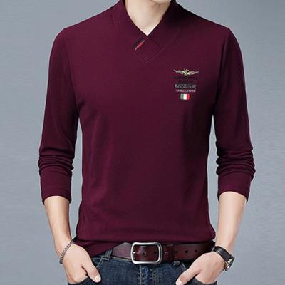 China Anti-wrinkle 20 years autumn and winter long sleeve V-neck bottoming shirt men's T-shirt for sale