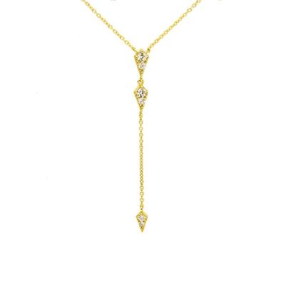 China TRENDY 925 14k Silver Diamond Shape Drop Jewelry Necklace Gold Plated Valentines Day Gift for sale