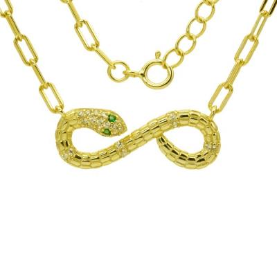 China Wholesale Trendy Fashion Jewelry Symbol S925 Snake 14K Infinity Gold Plated Necklace For Women for sale