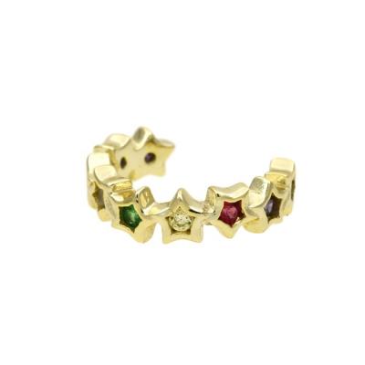 China CLASSIC New Fashion Jewelry Women Design S925 14k Colorful Gold Plated Star Ear Cuff Clip On Earrings for sale