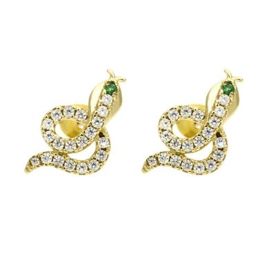 China CLASSIC Vintage Design S925 14k Gold Plated Zircon Snake Earrings Gift For Women for sale