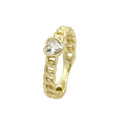 China 2022 New Trendy Romantic Heart Shape Small 14K Jewelry S925 Silver Gold Plated Ring For Women for sale