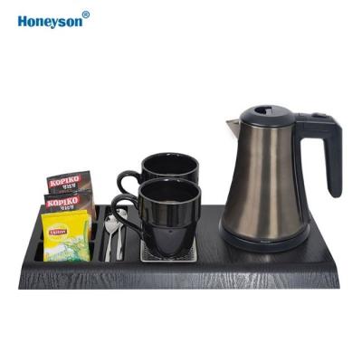 China 360 Degree Rotation Base Hotel Hospitality And Hospitality Electric Water Kettle With Amenity Tray for sale