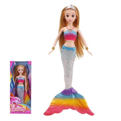 China Hair Covering Mermaid Doll Set Light Music Colorful Mermaid Enamel Doll Princess Girl Gift for sale