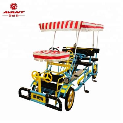 China Steel Factory Outlet 4 Person 4 Wheel Canopy Tour Surrey Bike Guided Quadricycle for sale