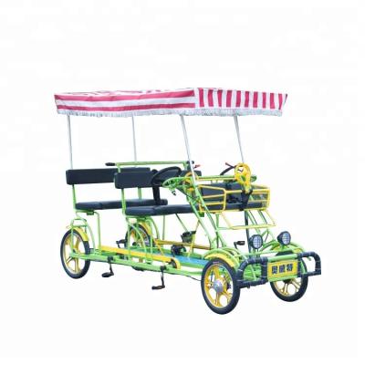 China Steel Factory Outlet Family Set Child Seat 4 Wheels Canopy Tour Quadricycle 4 Person Surrey Guided Bike for sale