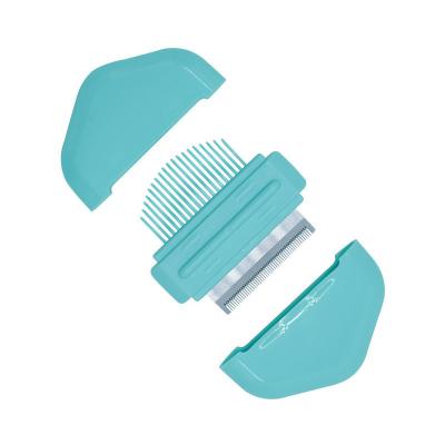 China Three Color Pet Hair Removal Comb Cat And Dog Beauty Teen Comb Stocked Pet Comb With Replaceable Head for sale