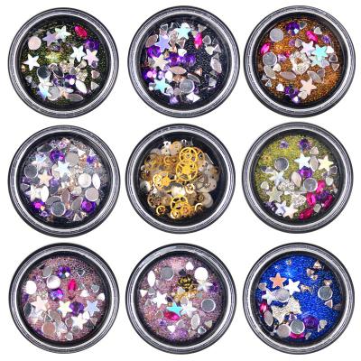 China New Manicure Jewelry Flat Rhinestone Cavity Metal Rivet Steel Ball Nail Art Stickers Mixed Alloy Material Eco-friendly for sale